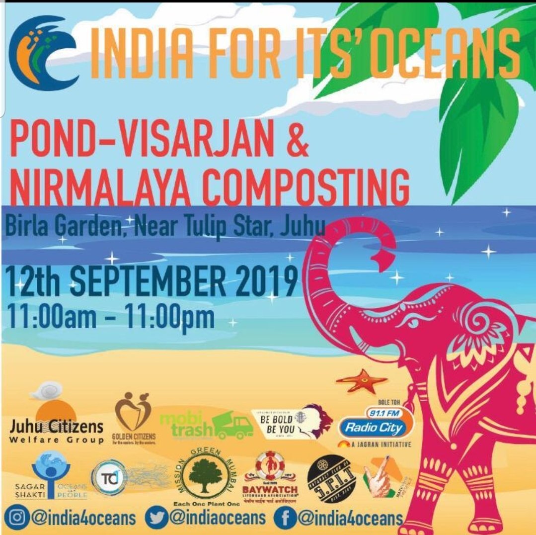 IndiaOceans's tweet photo. Artificial pond has been set up by #India4Oceans at Birla Garden #Juhu let your #Friends #Family #Neighbours know about it #DoNoPolluteOurWaterBodies #EcoVisarjan #SayNoToOceanVisarjan #GanpatiBappaMoryaPudchyaVasrshiMaatiChyaYaa
join tomorrow for the #FinaleEvent same venue https://t.co/iDpdlk7z48