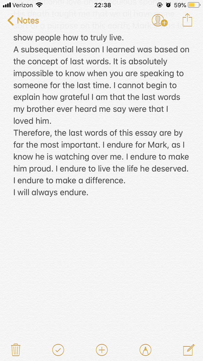 beclovesTS's tweet photo. My college essay from two years ago. Never take life for granted. https://t.co/L3slMSMg79