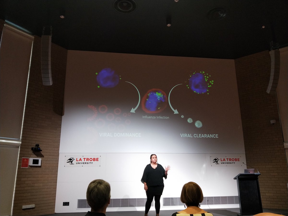 lab_carvalho's tweet photo. Great talk on anti-viral strategies at LTU 3MT finals @ebony_monson ! @PAM_latrobe @LTUresearchers #lturesearchweek https://t.co/UIFFygaVlv