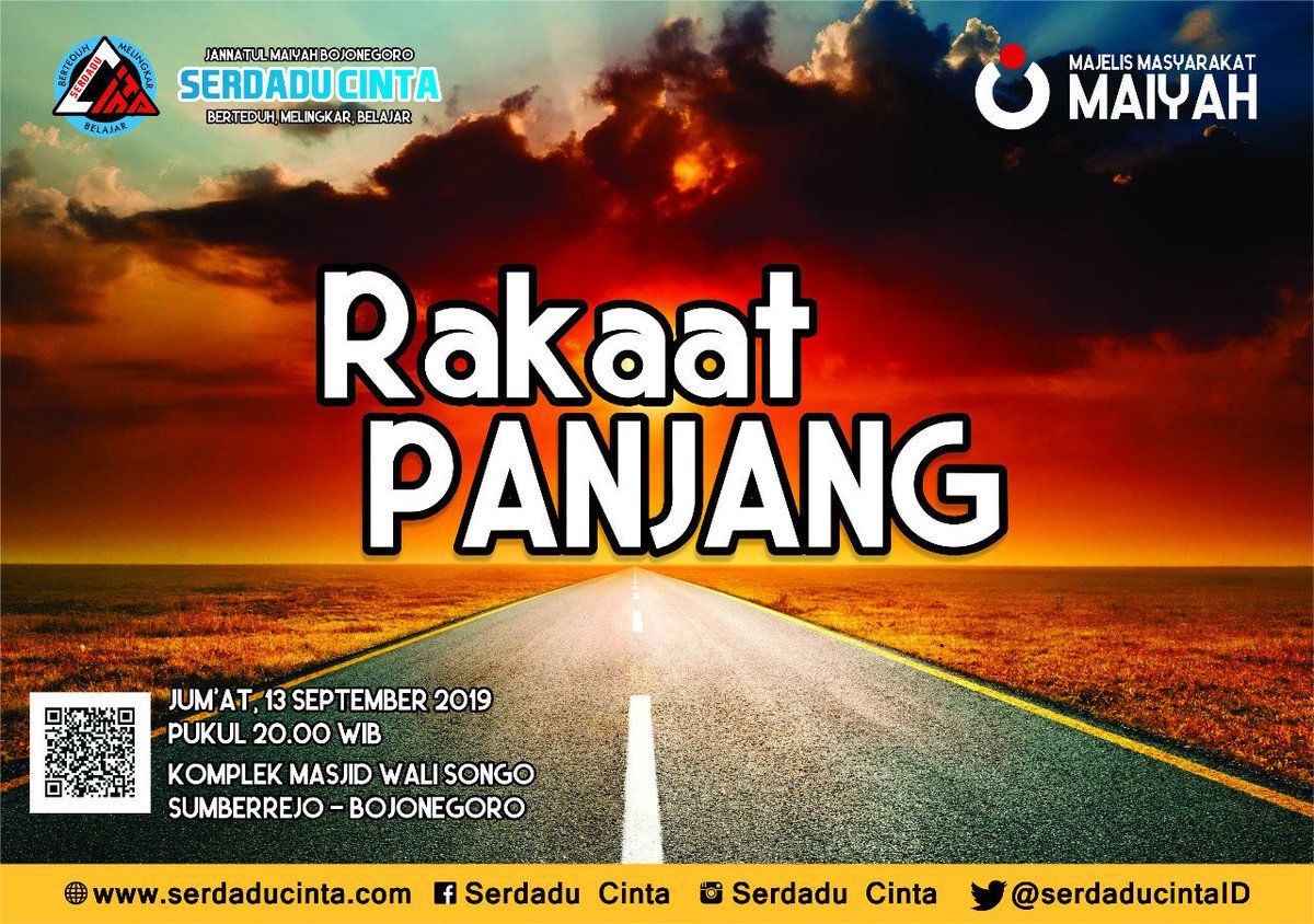 SerdaduCintaID's tweet photo. Malam ini, Majelis Masyarakat Maiyah: SERDADU CINTA | RAKAAT PANJANG | 13 September 2019, 20.00 WIB | Komplek Masjid Walisongo, Sumberrejo, Bojonegoro #SCSept https://t.co/RM241ASj0c