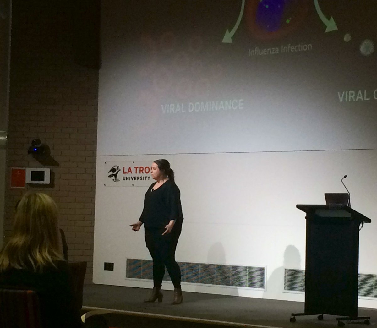 LTUresearchers's tweet photo. 5th presenter at #LTU3MT is Ebony Monson @ebony_monson from @HelbigLab in @PAM_latrobe on ‘The future of antiviral therapies’. #LTUResearchWeek https://t.co/osIQ3ANjLI
