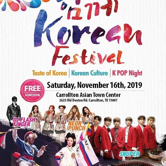 FestDk's tweet photo. Who is ready for 2019 Dallas Korean Festival on Saturday, November 16th? 
#Snuper #NeonPunch #DJFlashFinger #DallasKoreanFestival https://t.co/YbeLRihUNZ