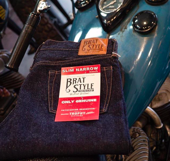 RedcastHeritage's tweet photo. Brat Style x Trophy Clothing Slim narrow jeans. Available at our online store in LIMITED PIECES only. ⁣#rawdenim #denimstyle #selvedge #japanesedenim #japaneseselvedge #japandenim #trophyclothing #trophygeneralstore #bratstyle #denimheads #indianmotorcycle #caferacerspain https://t.co/DhJ6PcpuK3