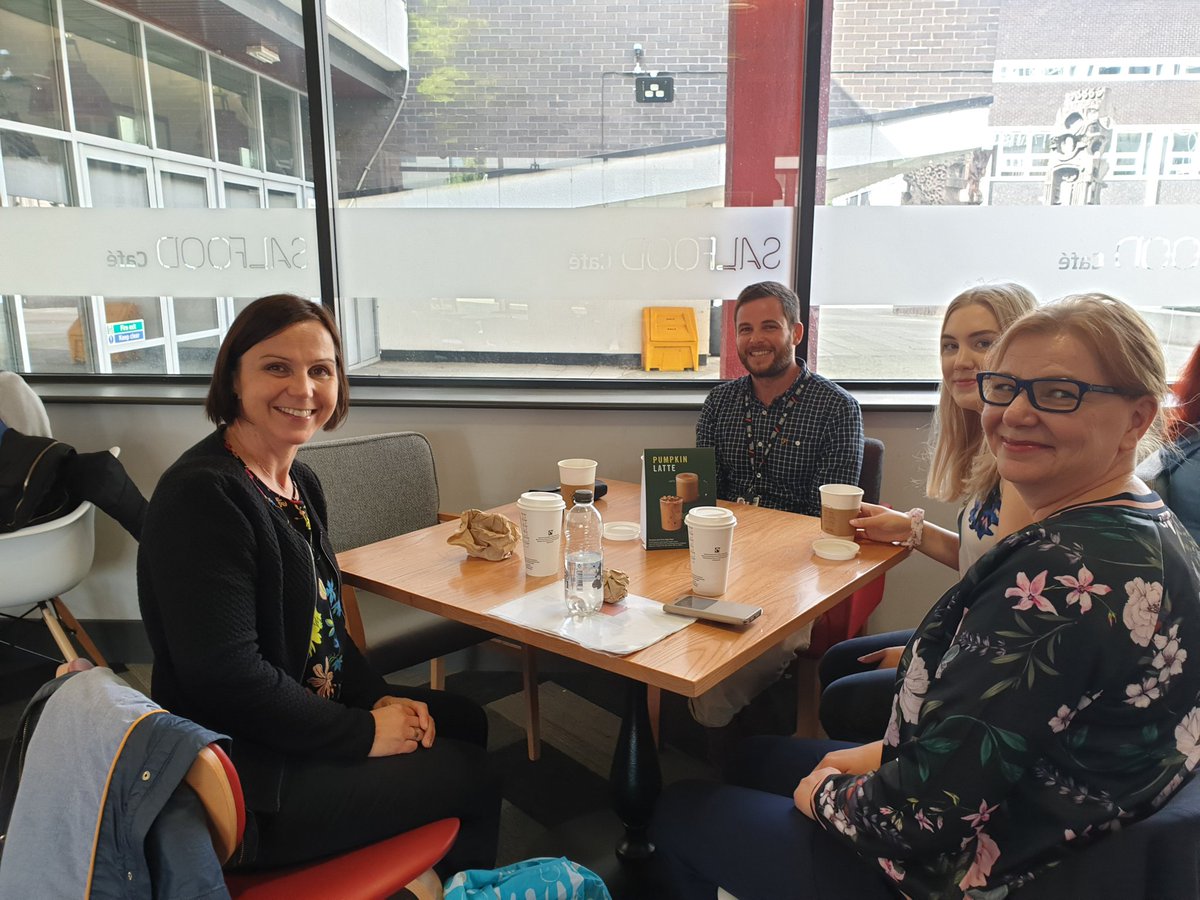 Coffee meeting with 2 of our lovely colleagues and a Finnish student on placement at salford. We have great links with Finland and lots of opportunities for students with placements and international weeks <a href="/MargaretRoweUoS/">Professor Margaret Rowe University of Salford Dean</a> <a href="/bboag/">Brian</a>