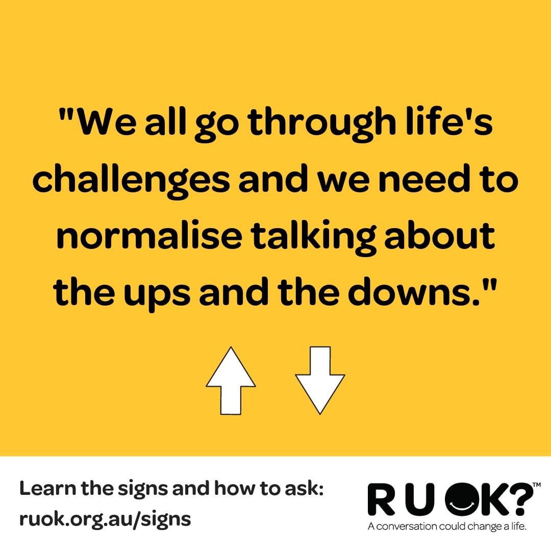 Talking about mental health should be a norm 365 days a year. Check in w/ urself &amp; loved ones. Take that brave step forward to start talking. Today is an opportunity for us to look outside ourselves, reach out to those we care about and ask one simple question R U OK? #RUOKDay