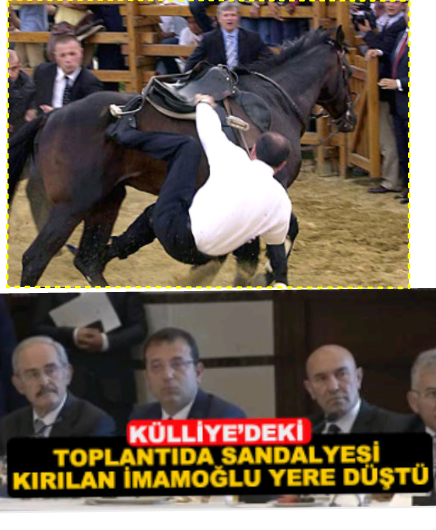 Sarayda Çürük Sandalye..
Siz,
Attan düşeni
Cumhurbaşkanı yaptınız. 
Bizde,
Sandalyeden düşeni
Cumhurbaşkanı yapacağız.