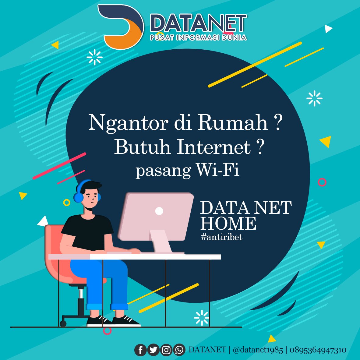 datanet1985's tweet image. Cari Wi-Fi anti ribet buat di rumah ? DATA net HOME aja yuk !!
#datanet
#datanethome
#datanetkece
#datanethotspot
#network
#ngalahnesia