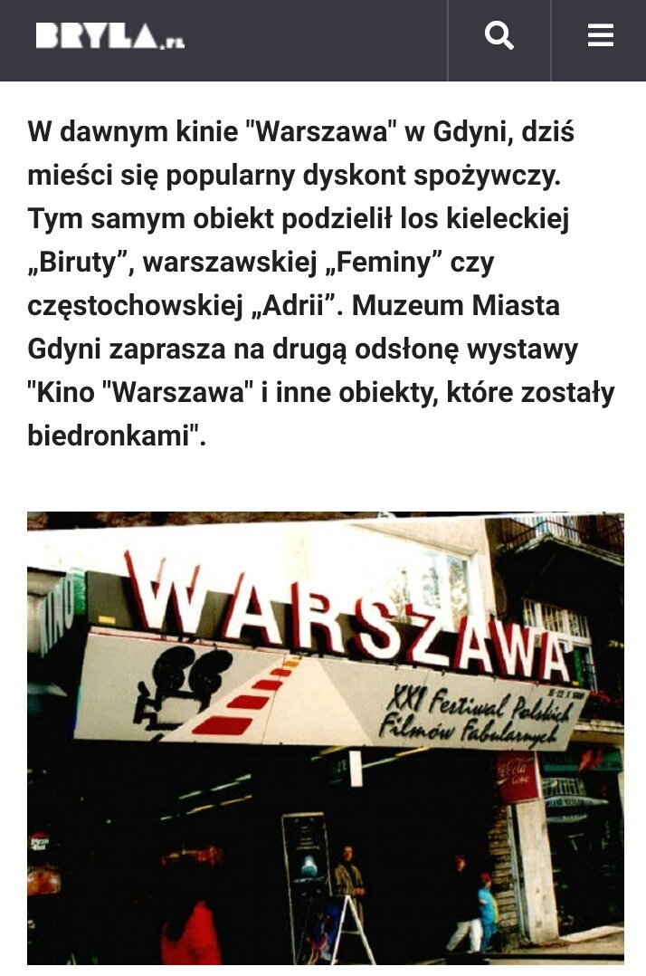 Jakby ktoś się wybierał od 18 września do Gdyni to jest wystawa to zobaczenia! Wystawa, na której będą pokazane dawne miejsca, jak kino "Warszawa", które teraz są Biedronkami. Pomysł oryginalny! <a href="/MiastoGdynia/">Gdynia</a> #artist #wystawa #gdynia #Poland #kino