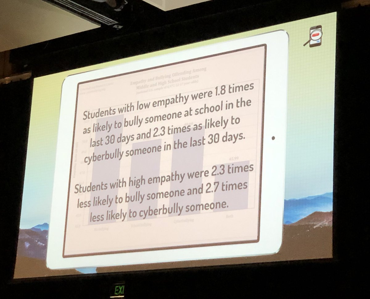 trentray_au's tweet photo. Empathy Matters! @hinduja 

If we want to make an impact and see bullying statistics reach Zero [side note - kudos to @BullyZero work with Australian Youth] we must promote the development of Empathy! #esafety19 #bullyzero #bullynoway #AussieED #TTPlay https://t.co/WZonr1hs6B
