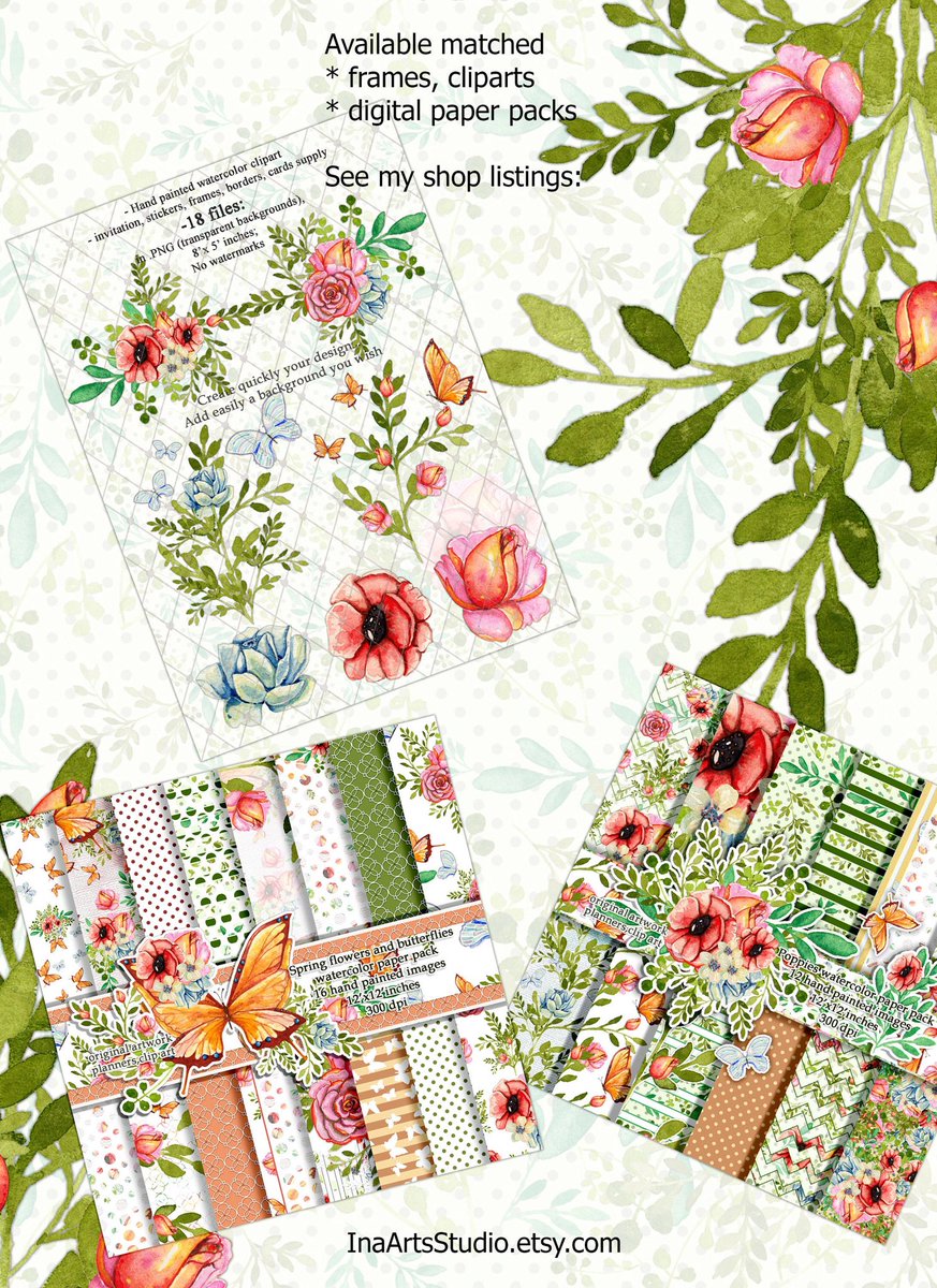 yordanova_ina's tweet photo. Excited to share this item from my #etsy shop: Poppies clipart, Spring clipart, Floral clipart, Watercolor roses hand painted green leaf bush printable paper planner stickers album decor #supplies #blue #pink #poppiesclipart #springclipart https://t.co/AfRCkqOgaD
#inaartsstudio https://t.co/PUK6mM7nKj