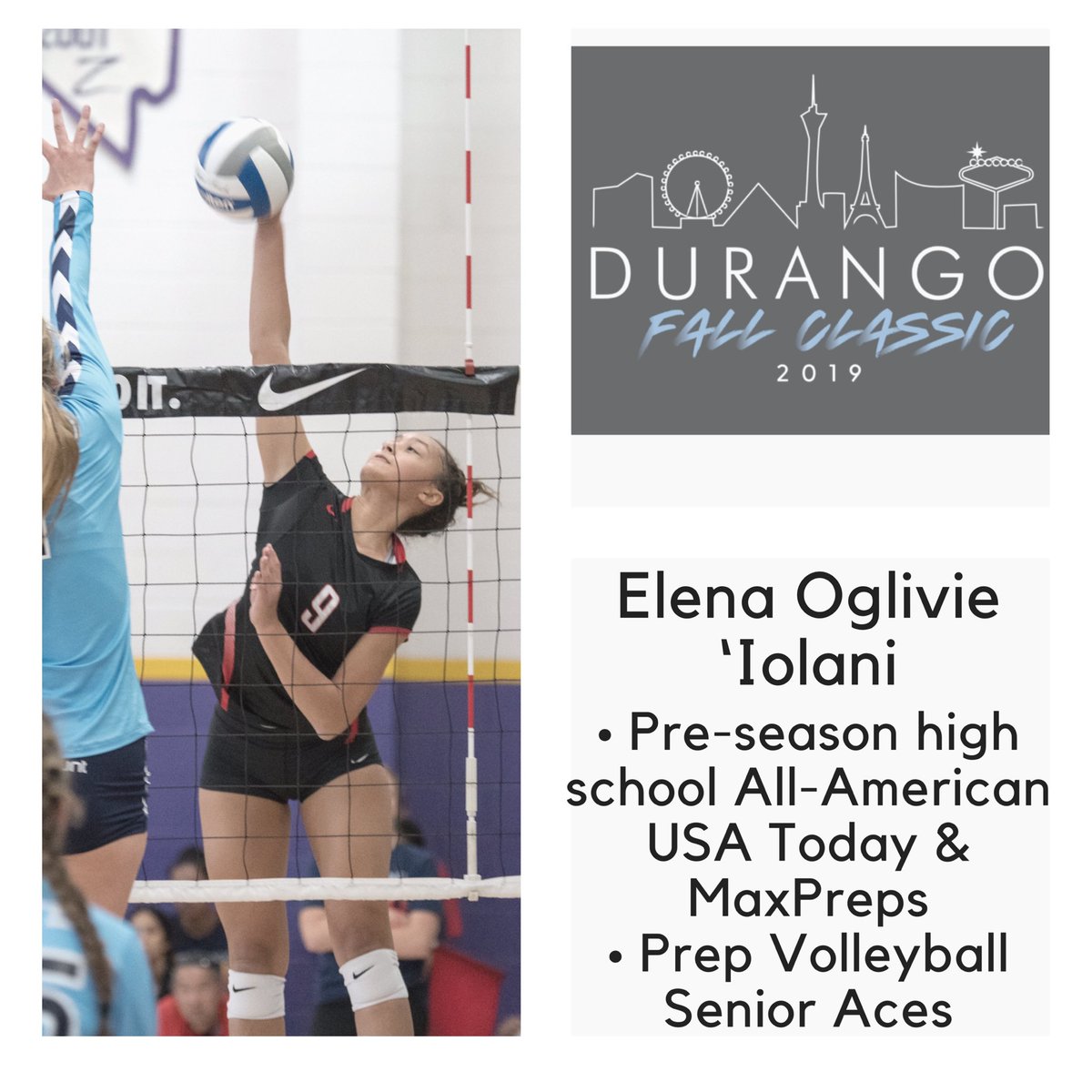 Recently named to the U.S. Girls Youth National Team, senior Elena Oglivie is on 🔥. 

The @StanfordWVB commit has one more season to make her @Iolani_Raiders fam proud. 

Check her out next week at #DFCvb2019. 

#vegasvolleyball #durangofallclassic