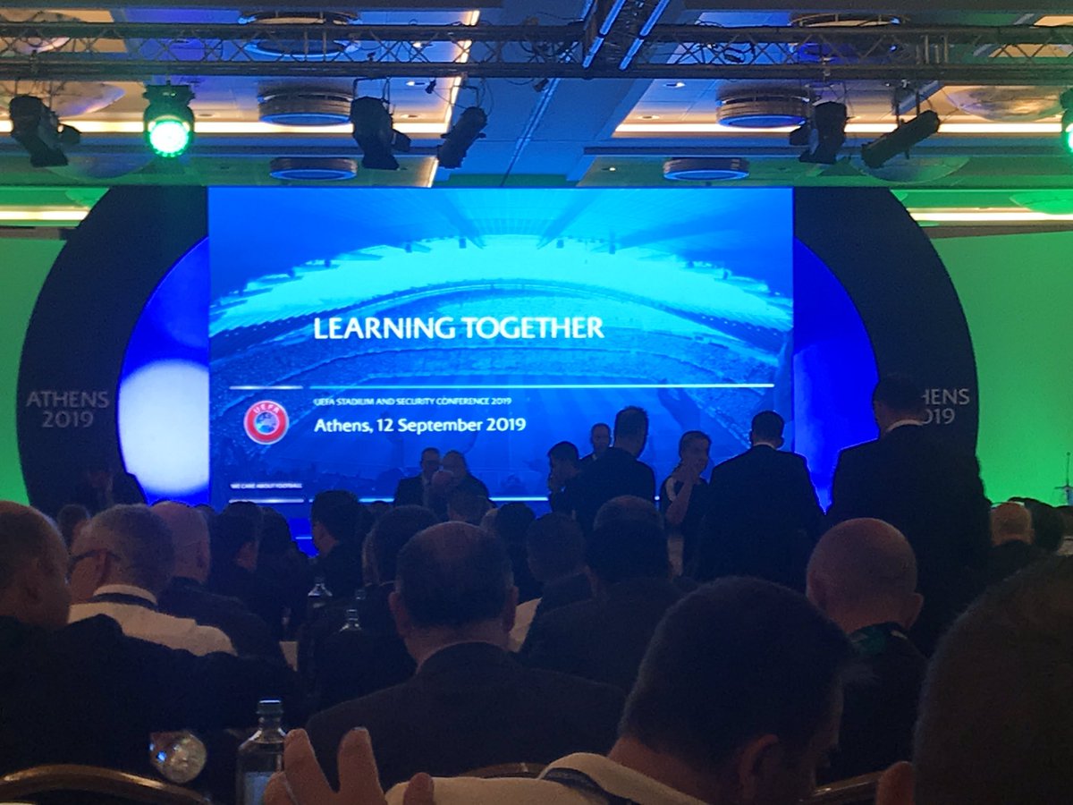 PROS4_coe's tweet photo. We are at the 2019 @UEFA stadium and security conference. 

The integrated approach of @coe #StDenisConvention to safety, security and service at #football matches are on the agenda. 

#UEFASNS2019 https://t.co/FFcVu787Hg