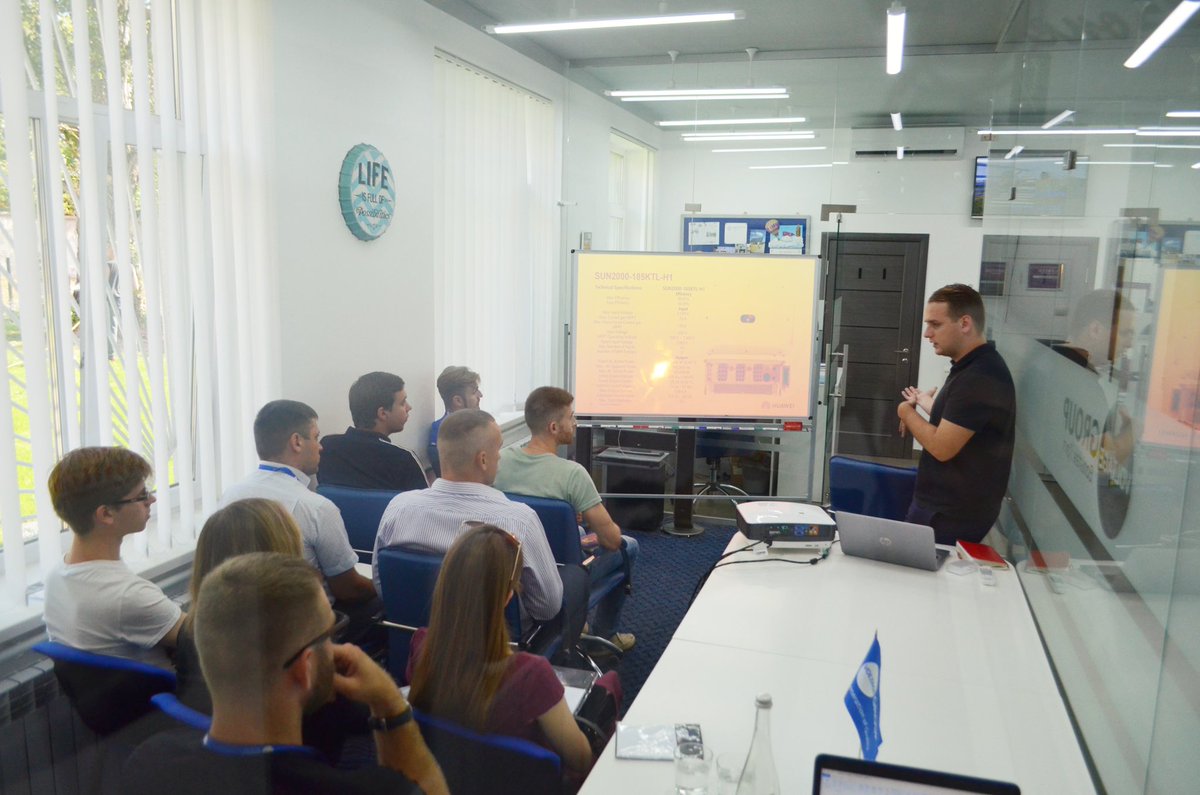 voltage_group's tweet photo. Huawei Ukraine solar power projects inverter equipment is among the most popular and widely used in Ukraine. There are few main reasons for that: technical and economical. There was a discussion with the Huawei Company representatives at the Voltage Group office. https://t.co/f4fjcwbbX0