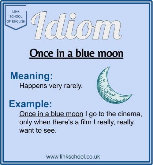 Once In A Blue Moon Idiom Sentence Example