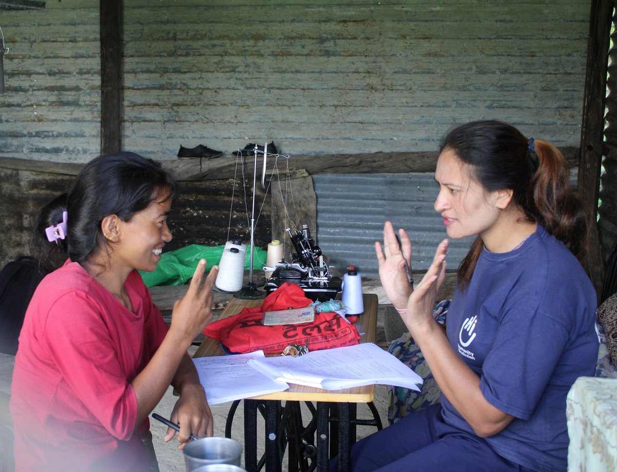 HI_INNESKA's tweet photo. #ThursdayMotivation👇👇🏻 
😊: Jamuna, 26, communicates with sign language or ✍️ notes. Thanks to the support from Royal 🇹🇭 #Govt &amp; @UNDPNepal, she could make a new cottage and restore her tailor (🧵✂️) that was damaged by #NepalEarthquake.
[#SDG8]: #InclusiveLivelihood https://t.co/yN18aDzkON