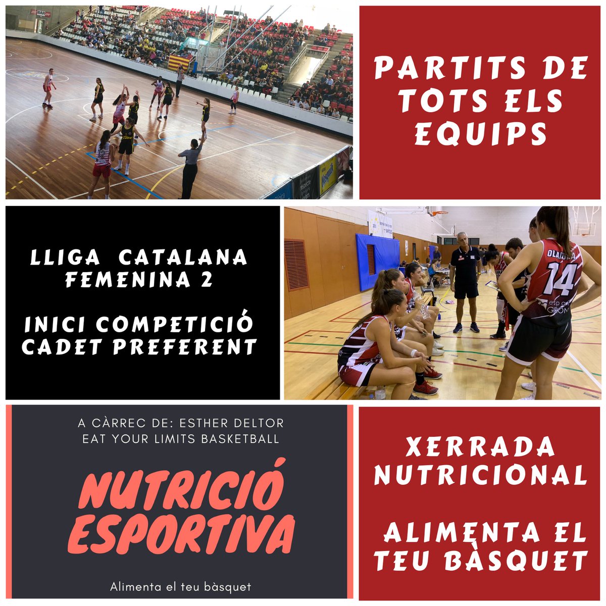 geieguni's tweet photo. 🔴⚫️ DIADA | Aquest dissabte dia 14 es portarà a terme la tradicional diada de presentació de tots els equips @geieguni!
🏀 Partits de tots els equips. Inici Cadet Preferent i Lliga Catalana #LF2
🥗 Xerrada “Alimenta el teu bàsquet” de @EstherDeltor (@eatyourlimits) a les 12:30 https://t.co/lmCzb0MYsp