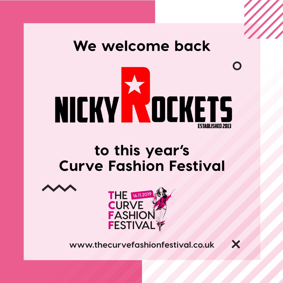 CurveFashionFes's tweet photo. We're so happy to have #NickyRockets BACK for #TCFF19 - catch one of our fave teams in our Market Hall for all statement tees you need1 🎉 #curvecrush https://t.co/h0rnJjCVZR