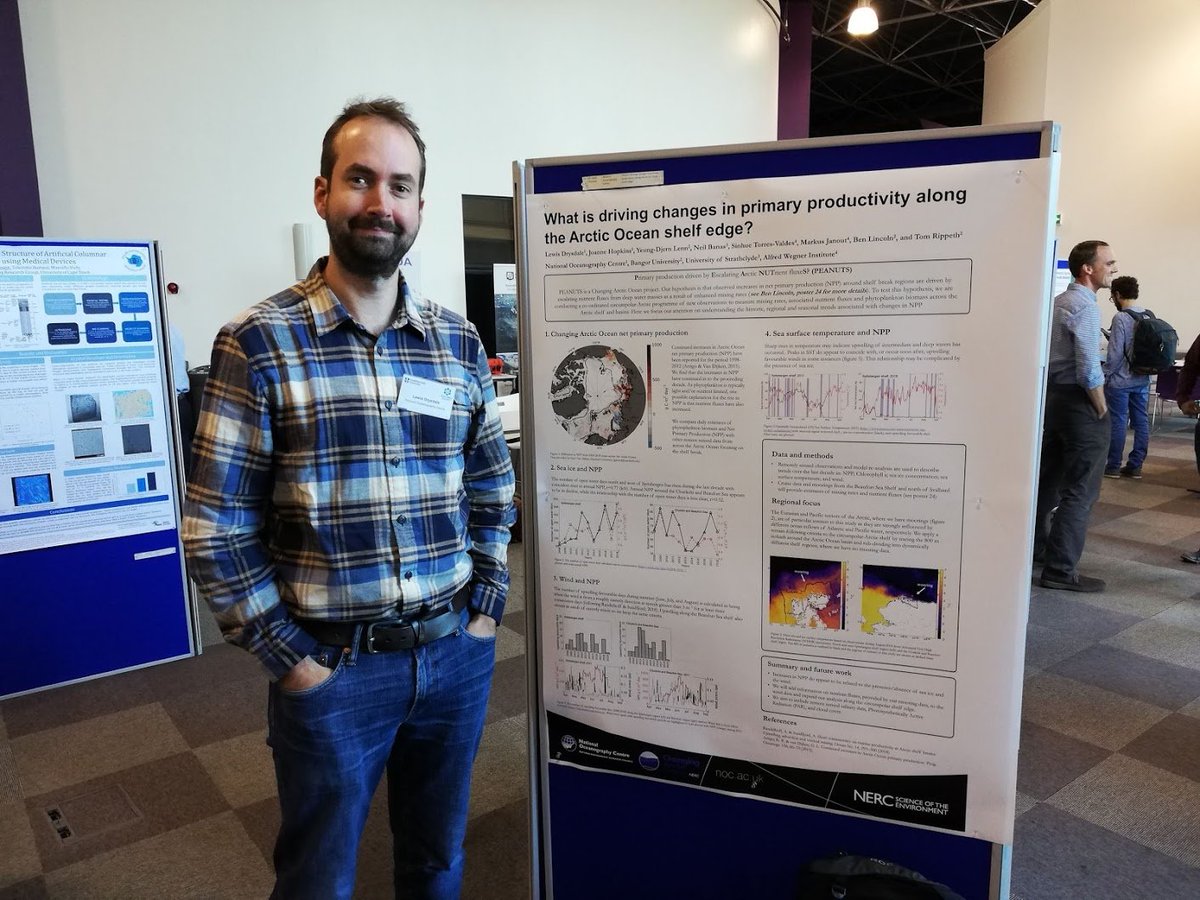 Yesterday evening's poster session at #ArcticConf2019

@lewisdrysdale presenting “What is driving changes in primary productivity along the Arctic Ocean shelf edge?”, part of the <a href="/CAO_PEANUTS/">CAO_PEANUTS</a> project.

<a href="/NERCscience/">Natural Environment Research Council</a> #UKinArctic @BMBF_Bund #ArktisImWandel