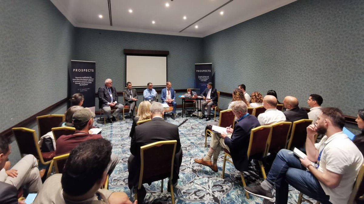 SPARKorg's tweet photo. now at #PROSPECTS: Workshops covering a variety of topics - from #ResourceMobilisation, #MSMESupport and #FemaleEntrepreneurship to #InnovativePathways for educated refugee youth. 
#PROSPECTS in #Istanbul, co-funded by @ISDB #ISFD @DutchMFA @SPARKorg https://t.co/hmJKvTmdRt