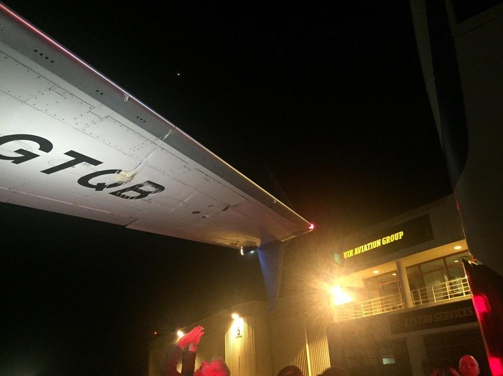nationalpost's tweet photo. A media bus damaged the Liberals' election plane after it drove under the wing https://t.co/3jttoVwJK5 https://t.co/zIW8aEjT2z