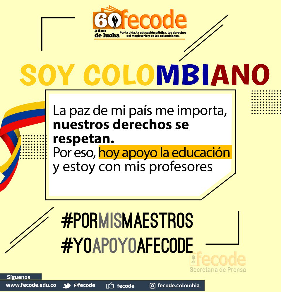 NCprensa's tweet photo. #Movilización | Por la vida, por un mejor sistema de salud y por el cumplimiento de lo pactado con el magisterio, hoy @fecode entra en #ParoNacional de 24Hrs, exigen a @IvanDuque respeto por los derechos de los docentes y la educación. #YoApoyoFecode #pormismaestros https://t.co/h37vHcL4aq
