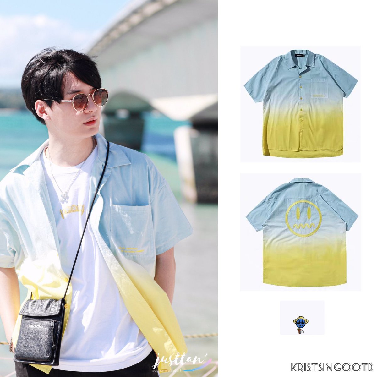 kristsingootd's tweet photo. 120919 for #OishiSummer2019 , @kristtps Wearing Beaster Little Devil Gradient Shirt in Yellow (CNY258 via taobao) &amp; @supremenewyork Fronts Tee from SS19 in white (Retail price US$38 via stockx)

#ยยขคพ
#KristPerawat
#คริสพีรวัส
#KristSingto
#kristsingootd https://t.co/YGluDv9uiC
