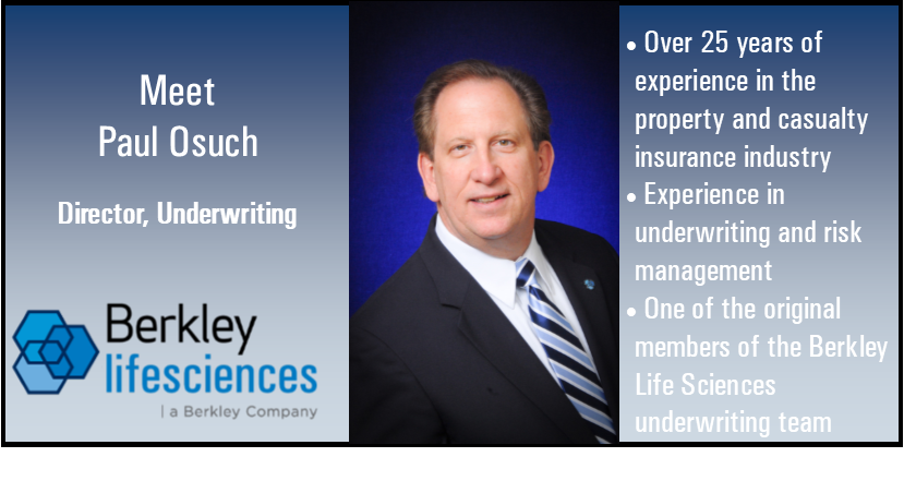 BerkleyLifeSci's tweet photo. Meet Paul Osuch @BerkleyLifeSci Director, Underwriting and learn more about our innovative #lifesciences products and services https://t.co/jDt4Fphxzz https://t.co/VW3dibiujC