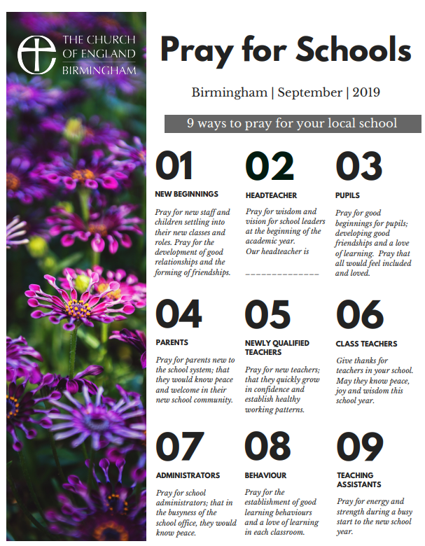 mission_cofeb's tweet photo. Here are 9 ways to pray for your local schools through September!
It's a #free #prayer #printable Tell your friends! @cofebirmingham @prayforschools @worldprayerc @BirmCTogether @birmingham_mu @David_Urq 

https://t.co/a1ZCibgtNa https://t.co/AqnijO9EHL