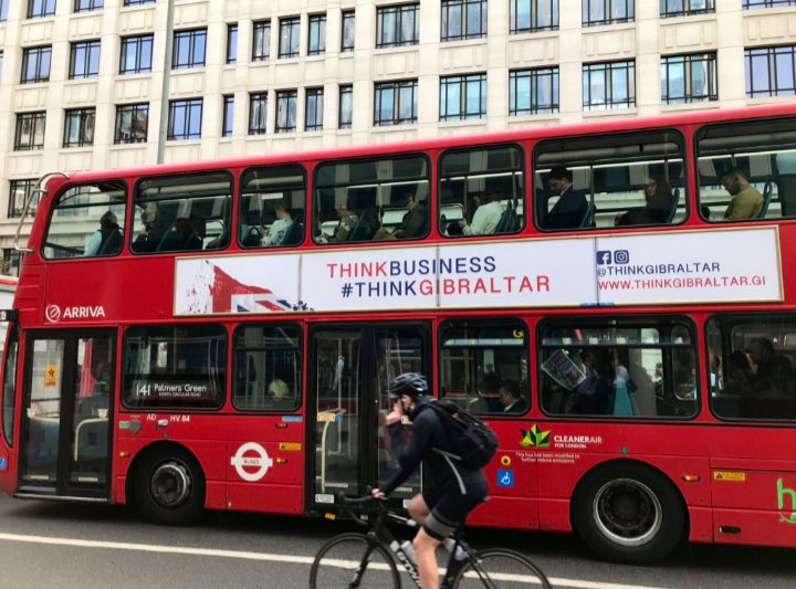 As revealed by @GibraltarGov on National Day, the ‘Think Business #ThinkGibraltar’ advertising campaign is now visible on some London buses.