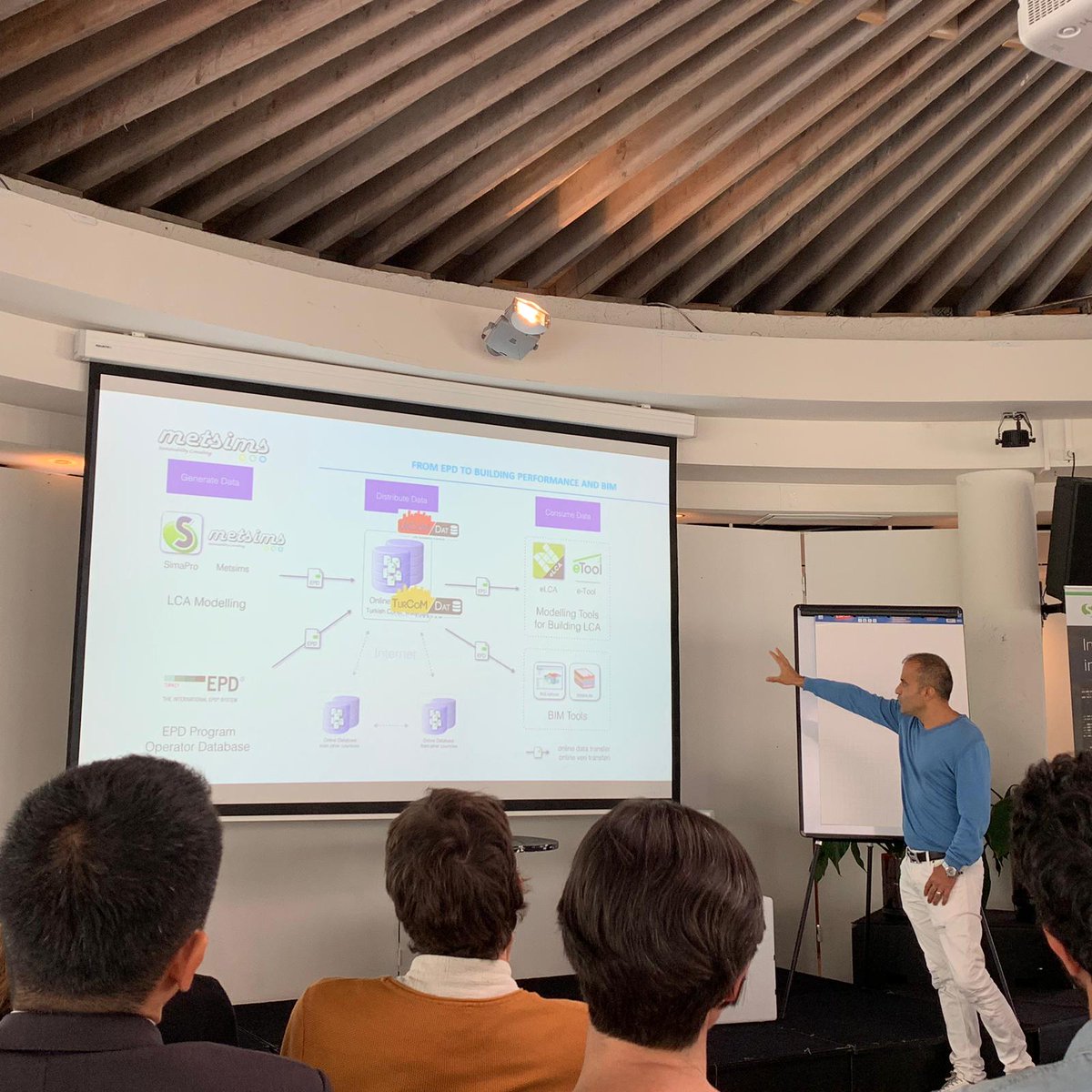 Dr_Hudai_Kara's tweet photo. Presenting in SimaPro Partner meeting in Rotterdam on UK Building LCA Toolkit using Ecoinvent and #UKCoMDat database which is facilitating #embodiedcarbon and #embodiedenergy calculations based on branded products in the UK Market @theepdregistry @metsims https://t.co/LhgajVKSX8