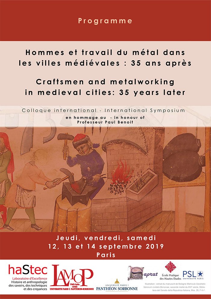 EPHE_PSL's tweet photo. [#AVosAgendas]
Aujourd'hui, participez au #colloque #international "Hommes et travail du métal dans les villes médiévales : 35 ans après"
Découvrez le programme ici➡️https://t.co/LuFIed0RS0
@LabEx_Hastec @psl_univ @SorbonneParis1 @labo_lamop #SAPRAT @Paris https://t.co/NfuCy9jF8t