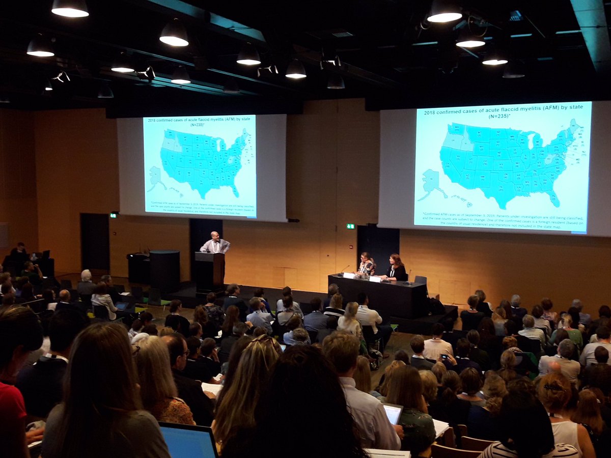 Kenneth Tyler on the US experience: not only raising numbers of AFM +235 90% kids in 2018 but rasing number of states #ESCV2019 #publichealth