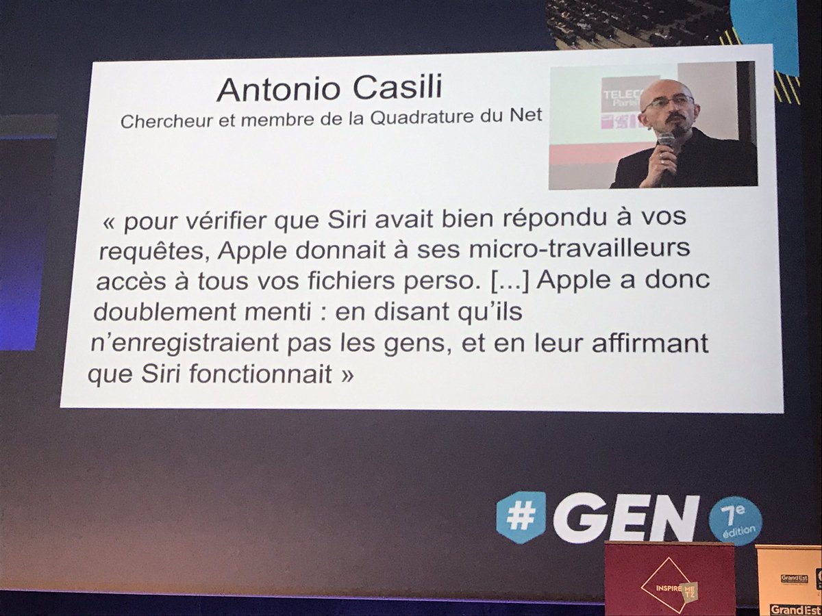 olivpetit's tweet photo. “Cet été de nombreux scandales ont défrayé la chronique dans l’intelligence artificielle à travers des révélations sur les travailleurs du clic à l’autre bout de la terre payés 2€ de l’heure.” @laquadrature 
#GEN2019 #FakeIA #IA
Cc @dr_l_alexandre https://t.co/nbdjGT3D8K