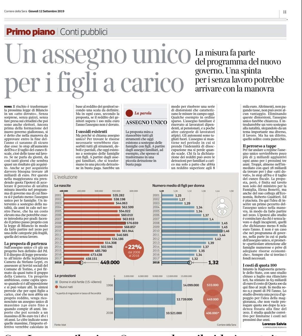 stefanolepri's tweet photo. La proposta dell’assegno unico per i figli a carico è entrato nel programma di governo. Il presidente Conte lo ha indicato come una priorità. Dunque, subito al lavoro. Per dare all’Italia uno strumento semplice, equo, continuo a sostegno della natalità e della genitorialità. https://t.co/CC1IQ4XDTz