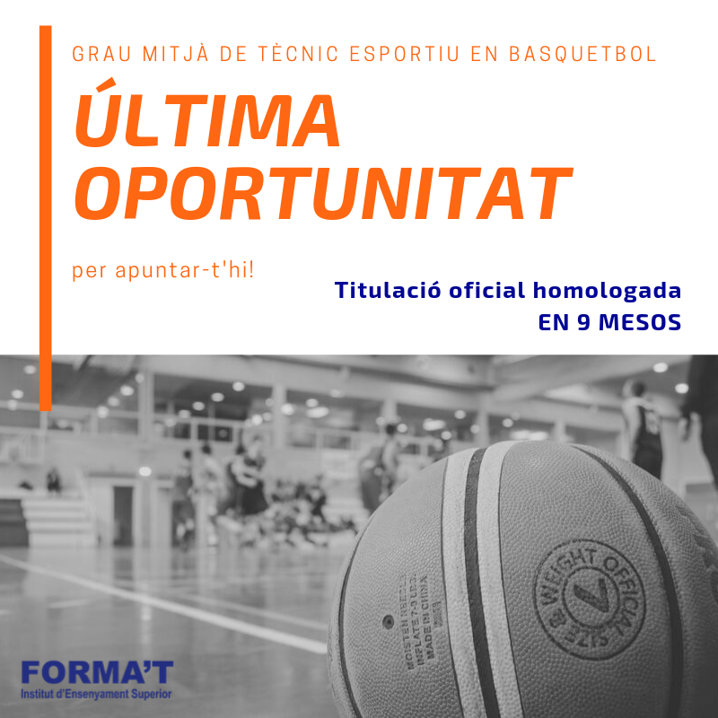 basquet_format's tweet photo. ⚠Última oportunitat per inscriure's al nostre Grau Mitjà de Tècnic Esportiu en Basquetbol.
❗Última oportunitat de convertir-te en el que vols!
Si encara no saps què fer, fes el que t'agrada!❤
#institutformat #basquetformat #baloncesto #gradomedio https://t.co/jnXOWWw19q