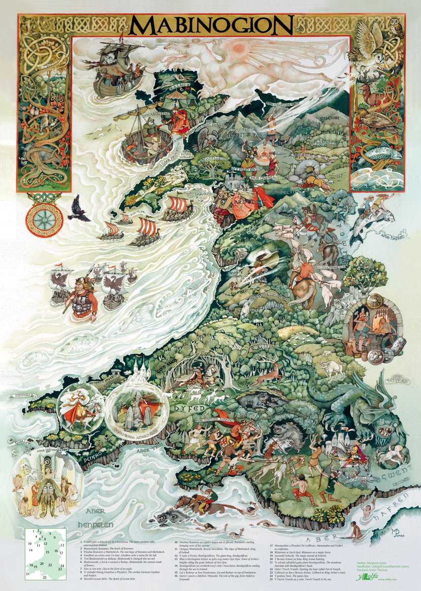 Beautiful A2 poster of Wales showing the locations of the tales of the Mabinogi. Illustration by Margaret Jones.

Available now!

ylolfa.com/products/10000…

<a href="/FolkloreThurs/">Folklore Thursday</a> #Folklore #FolkloreThursday
#ymabinogi #mabinogion #margaretjones #welshmyths