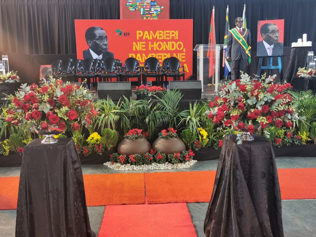 EFFSouthAfrica's tweet image. All is set for the #EFFMugabeMemorial at Orlando East Communal Hall which will be addressed by the CIC @Julius_S_Malema in honour of the late President of Zimbabwe and African Revolutionary Robert Mugabe.