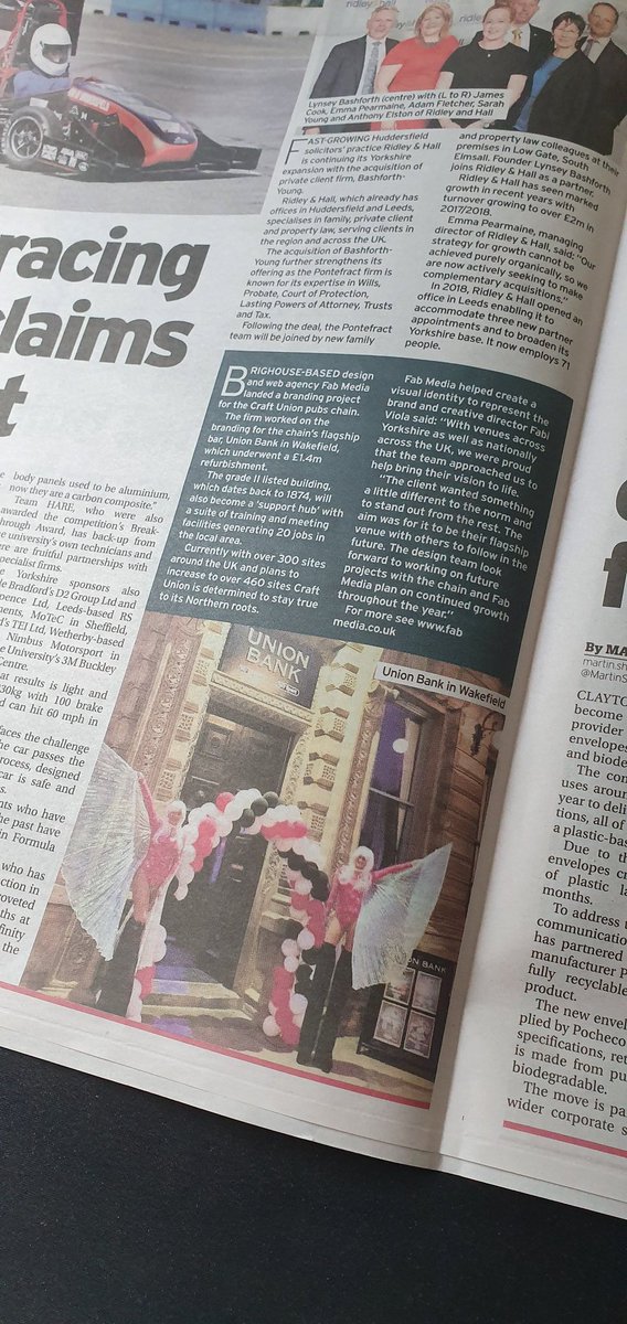 Thanks to the <a href="/Examiner/">ExaminerLive</a> for a featured article on our recent branding project for the Craft Union pubs chain in todays paper #huddersfield #wakefield