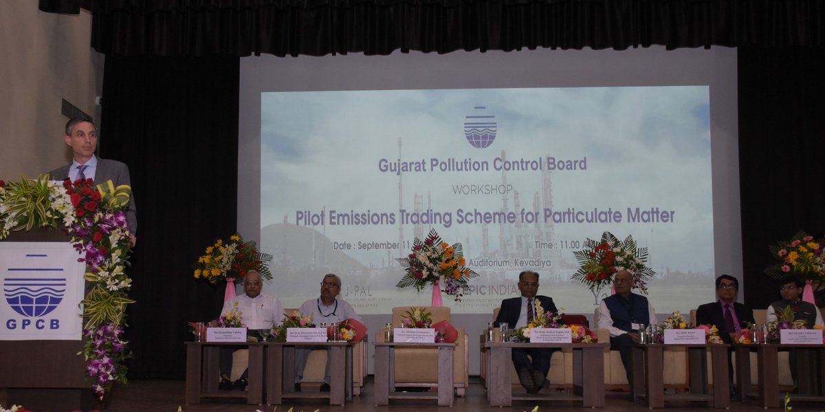 EPIC_India's tweet photo. @UChiEnergy Director #MichaelGreenstone talks about market-based regulations in India at @GPCB_HO's prelaunch workshop for live trading for pilot Emissions Trading Scheme for Particulate Matter in Gujarat
@EPIC_India @JPAL_SA @anantsudarshan @drrajivguptaias #marketsforemissions https://t.co/Ki5m7CROt4