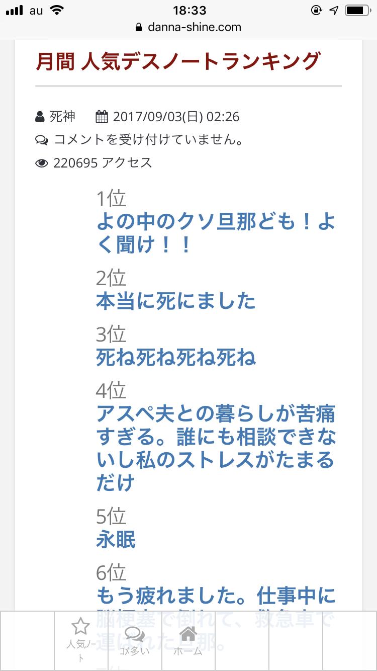 ワンレンを考察するスレ 第28回 旦那デスノート の月間人気ランキングの2位 本当に死にました と破壊力 好き