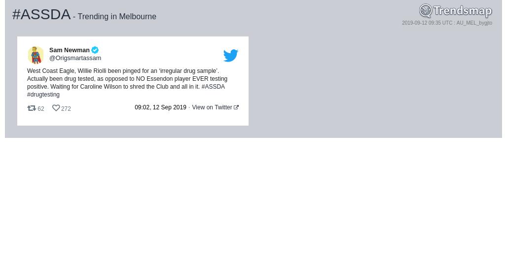 TrendsMelbourne's tweet image. #assda is now trending in #Melbourne

trendsmap.com/r/AU_MEL_bygjto