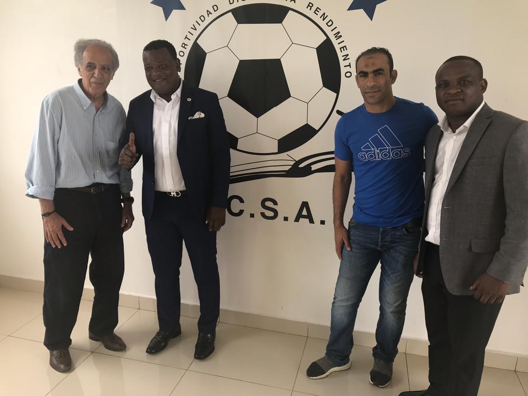 cano_sport's tweet photo. Visita de amistad de la delegación del @AlAhly a las instalaciones del CSA, así como el estadio de Malabo, escenario del partido oficial entre los dos equipos https://t.co/12ZRpDtGxI