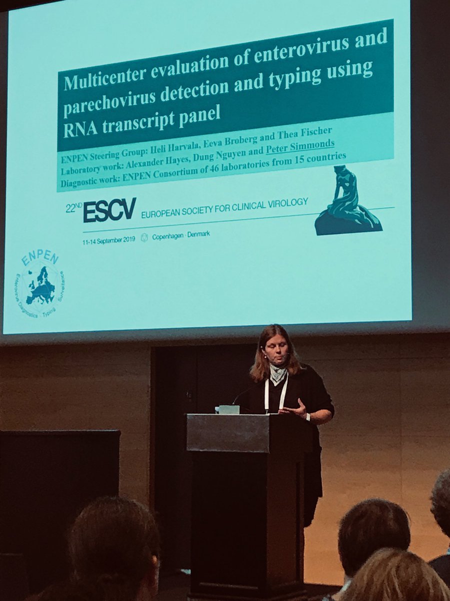 ⁦@HarvalaHeli⁩ presenting promising results of Oxford driven RNA transcript study testes among ENPEN: RNA transcripts are easy & reliable BUT some commercial assays are not detecting importants EVs such as EVD68 #enpen #strongvirologist #escv2019 ⁦⁦@ESCVirology⁩