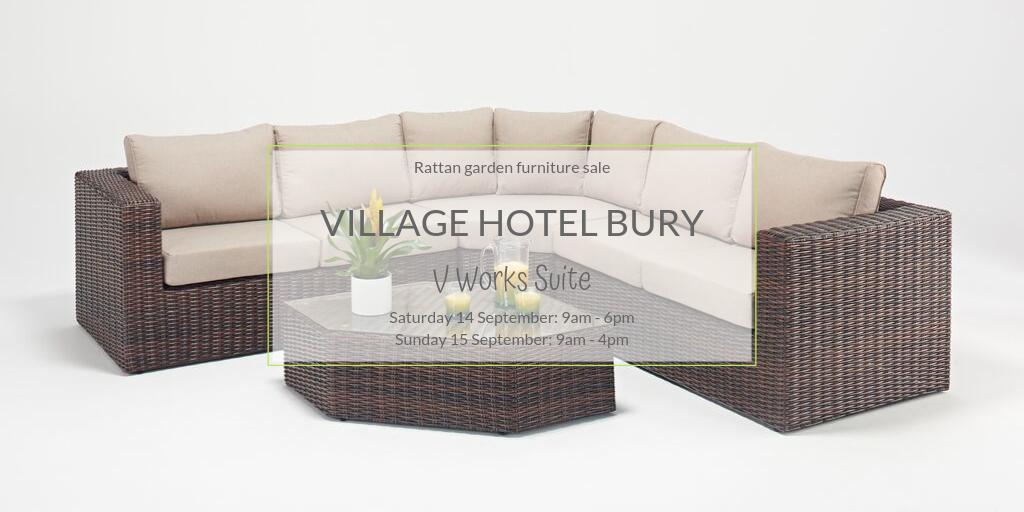 therattanco's tweet photo. 🏨 We're off to Village Hotel Bury this Saturday (14th) and Sunday (15th)! It’s almost the end of our season! Pop down and grab a bargain!

ℹ️ For more info, head to our FB page Alfresco Rattan
#garden #GardenFurniture #sale #SeptemberSale #bargain https://t.co/aEECzABKxL