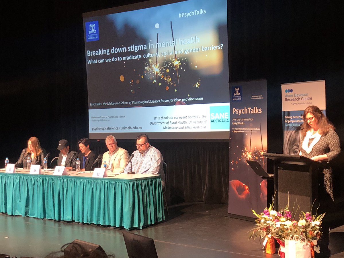 jesswillowtree's tweet image. So wonderful to hear from some great speakers tonight on breaking down stigma around Mental Health including @beyondblue CEO Georgie Harmon and @SANEAustralia Dr Michelle Blanchard at #psychtalks for @unimelb #RUOKDay #regionallife #SpeakUp