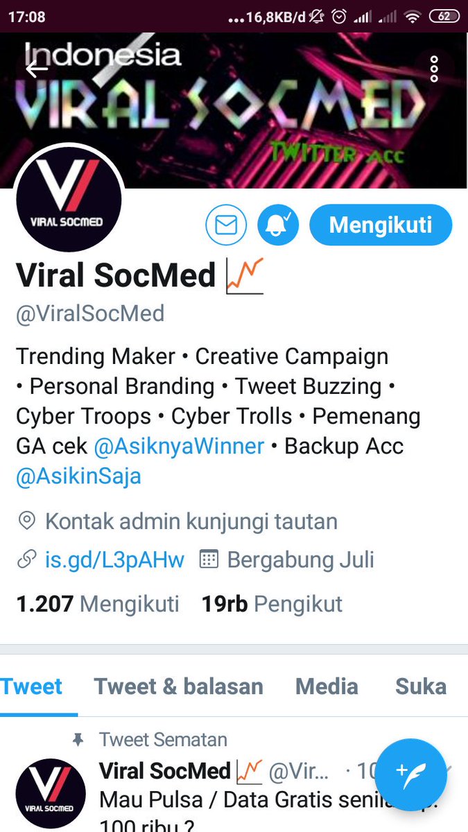 JuangDestin's tweet photo. @ViralSocMed Semoga dapet pulsaa hemm #PulsaData100K https://t.co/K8XTXj9hYs
