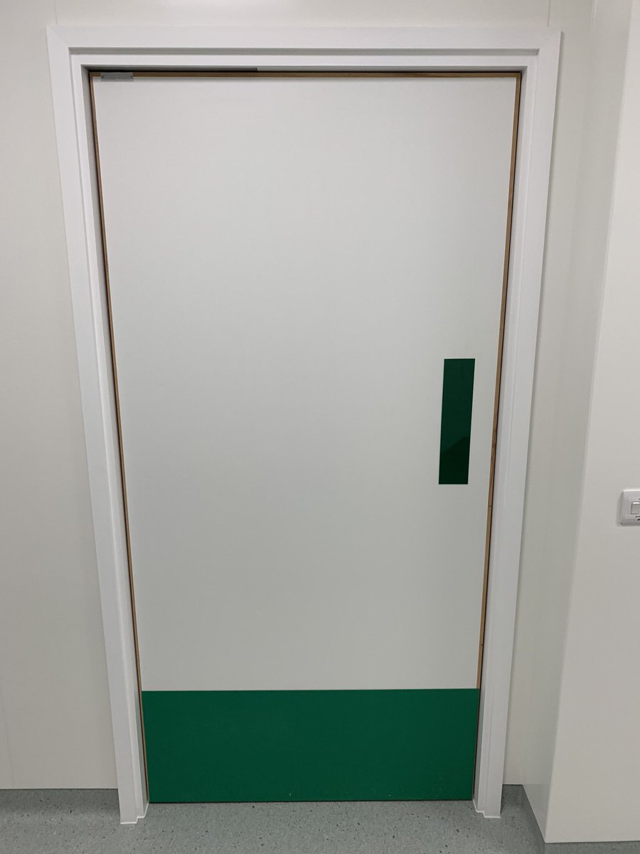 ProjaxInteriors's tweet image. 3rd and final theatre completed. White and beech laminated doors supplied for Russell Halls Hospital with @YeomanShield face and edge protection and @Vistamatic vision panels. #doors #laminate #yeomanshield #vistamatic #theatre #hospital