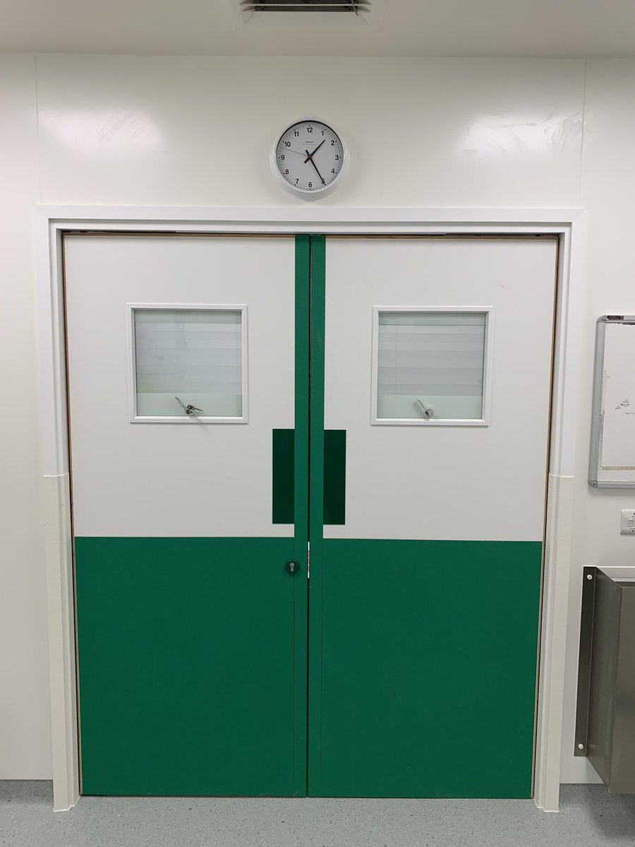 ProjaxInteriors's tweet image. 3rd and final theatre completed. White and beech laminated doors supplied for Russell Halls Hospital with @YeomanShield face and edge protection and @Vistamatic vision panels. #doors #laminate #yeomanshield #vistamatic #theatre #hospital