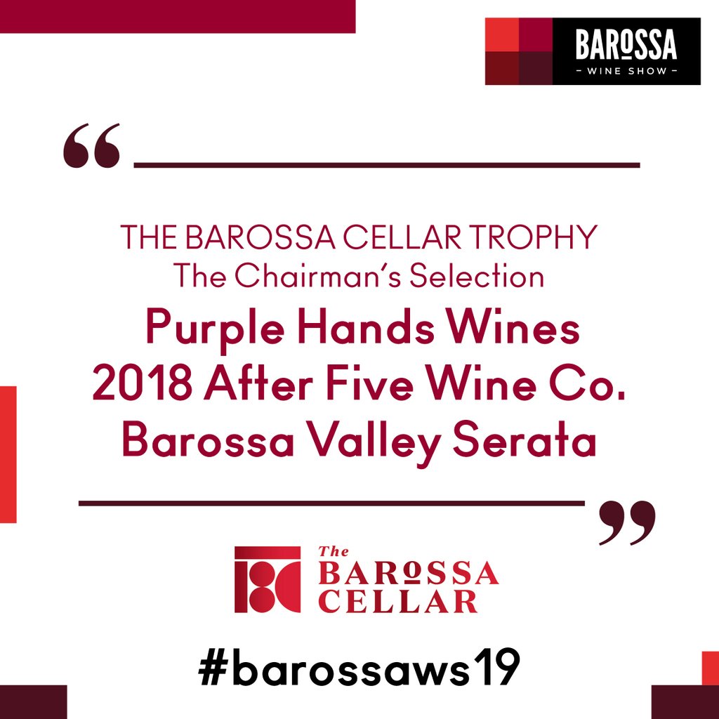 Congratulations @purplehandswines Winner! The @barossacellar Trophy, Chairman's Selection #barossaws19