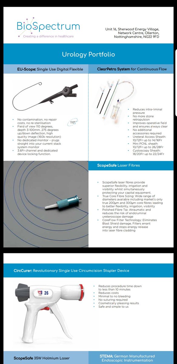 AdamMcQuilkinBS's tweet photo. @Bio_Spectrum attending the #EMUS exhibition today showcasing some of our urology products #ClearPetra @JustineShi_js #EUScope by @Innovexmedical #MiniPCNL equipment, @LangheCircumci1 #CircCurer and our wide range of #laserfibers by @OpticalIntegrity #ScopeSafe and lots more! https://t.co/EHonQ198j6